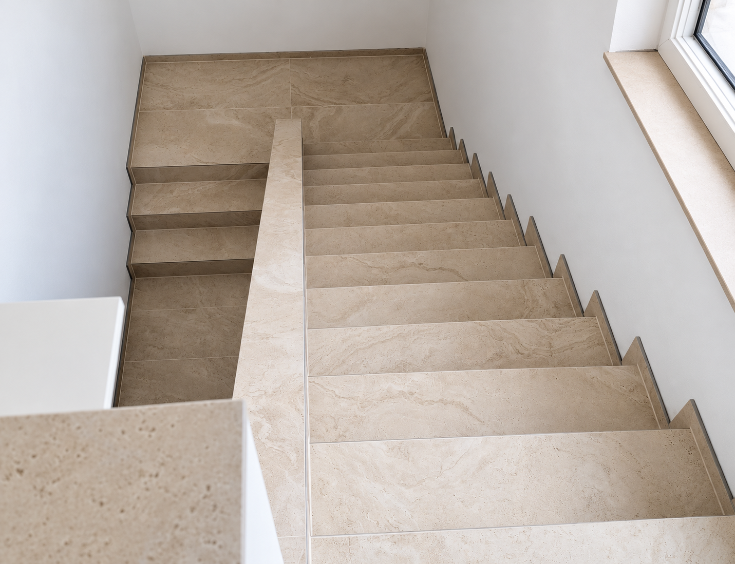 Beige Tiled Staircase in Soft Daylight