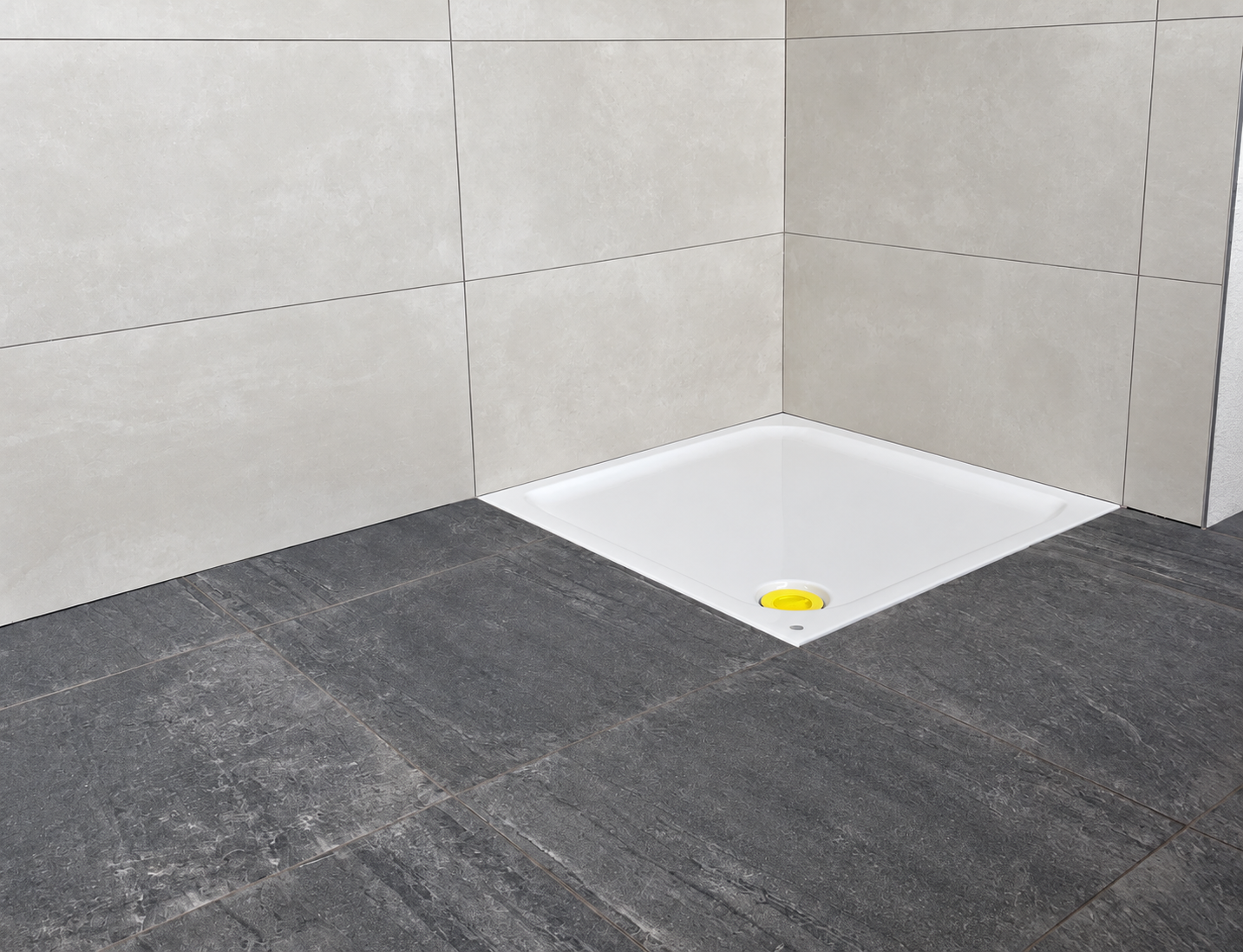 Greige tile shower corner