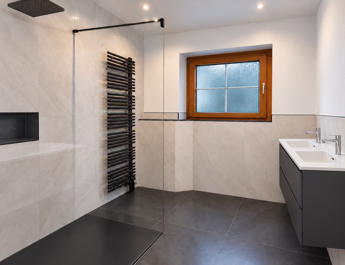 Modern bathroom with double vanity