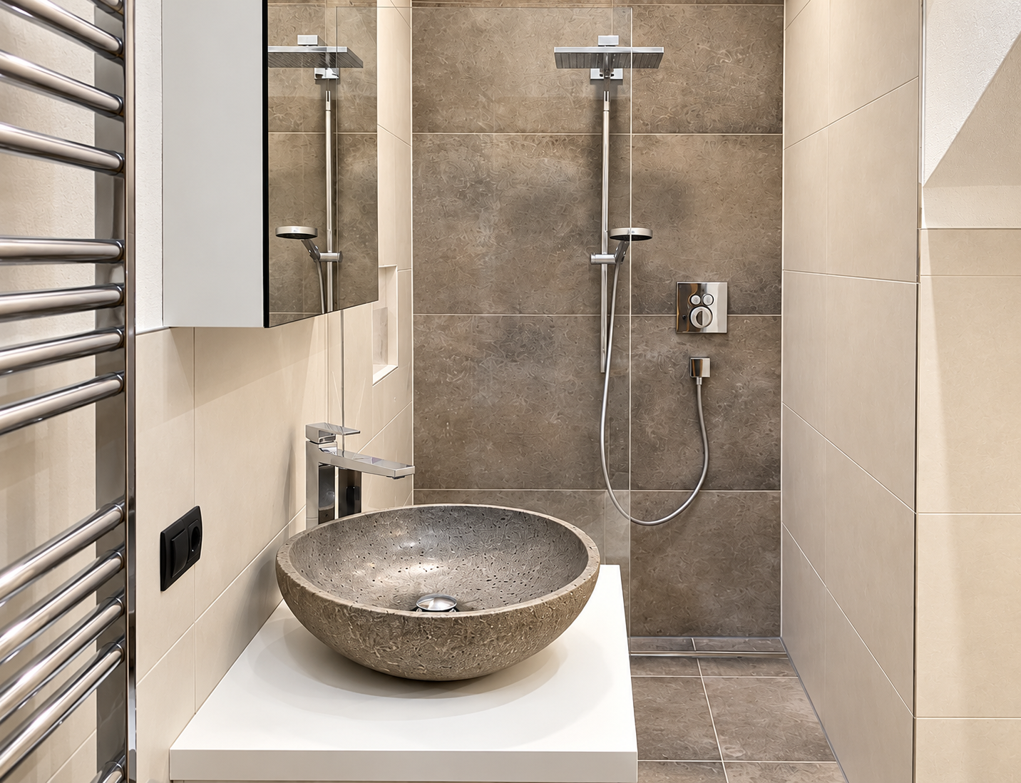 Shower and Stone Basin Detail