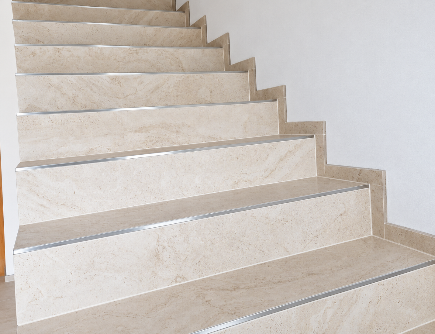 Warm cream tiled staircase
