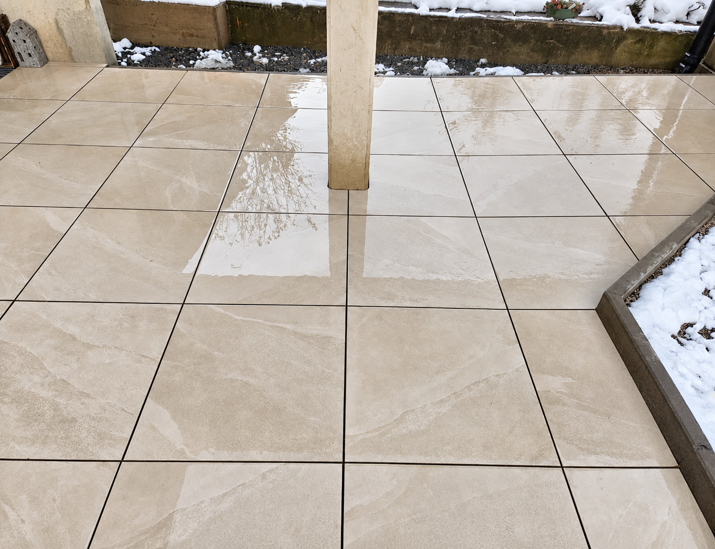 Winter Terrace with Warm Stone Tiles